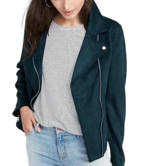 OLD NAVY Dark Teal Moto Biker Zippered Jacket - Picture 1 of 12